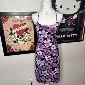 Purple Floral Midi Dress